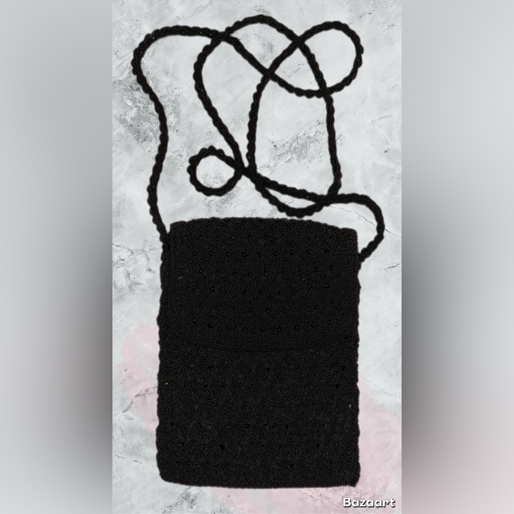 Vintage 90s Y2K Black Mesh Crossbody Bag Grunge Emo Goth